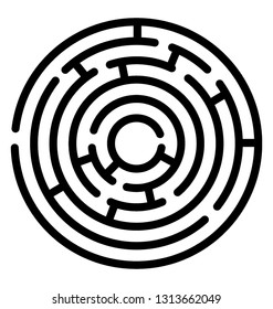 Puzzle round maze line icon 
