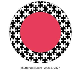 Puzzle round in white and black and red,
Vector illustration
