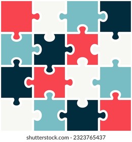 puzzle seamless pattern design background, cute vector texture for bedding, fabric, wallpaper, wrapping paper, textile, t-shirt print red, blue, gray color