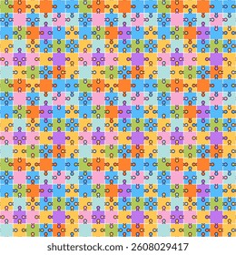 Puzzle seamless pattern. Vector illustration. Colorful pieces of puzzle. Mosaic tiles. Jigsaw game. Infographic diagram template.