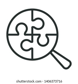 puzzle search - minimal line web icon. simple vector illustration. concept for infographic, website or app.