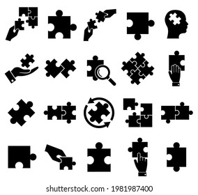 Puzzle set of icons, logo isolated on a white background
