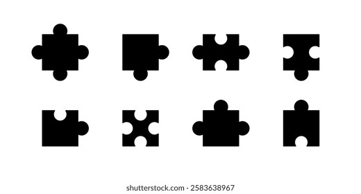 Puzzle set icons. Silhouettestyle. Vector icons.