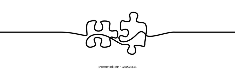 Puzzle shape drawing by continuos line, thin line design vector illustration