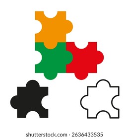 Puzzle shape icon. Colorful piece element. Jigsaw part vector. Bright flat symbol.