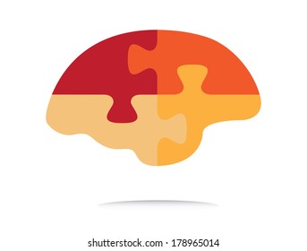 Puzzle shaped brain vector illustration, abstract design.