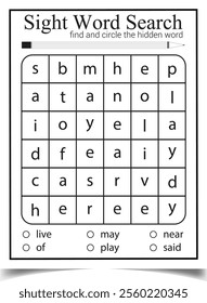 Puzzle sight word book for children teaching