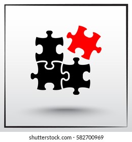 Puzzle sign icon, vector illustration. Flat design style