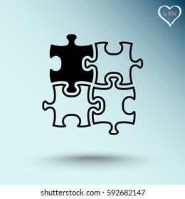 Puzzle sign icon, vector illustration. Flat design style