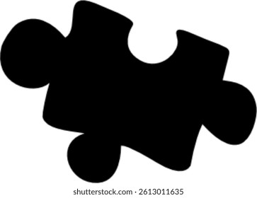 Puzzle Silhouette in Black. Shape different, hand drawn puzzle. Kid children love puzzle. Puzzle shape.