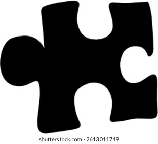 Puzzle Silhouette in Black. Shape different, hand drawn puzzle. Kid children love puzzle. Puzzle shape.