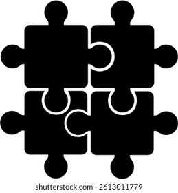 Puzzle Silhouette in Black. Shape different, hand drawn puzzle. Kid children love puzzle. Puzzle shape.
