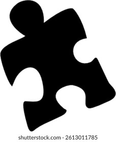 Puzzle Silhouette in Black. Shape different, hand drawn puzzle. Kid children love puzzle. Puzzle shape.