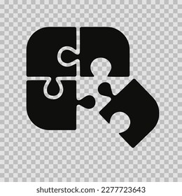 Puzzle silhouette symbol, vector cut glyph, Puzzle sign on transparent background.