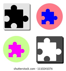 puzzle. simple flat vector icon illustration on four different color backgrounds