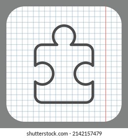 Rompecabezas simple vector de iconos. Diseño plano. En papel gráfico. Fondo gris.ai