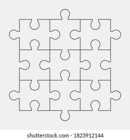 Puzzle simple piece template quality vector illustration cut