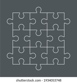 Puzzle Simple Piece Template Quality Vector Illustration Cut