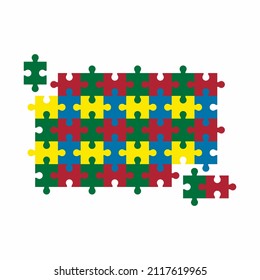 Puzzle simple piece template quality vector illustration cut