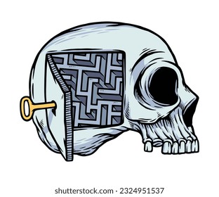 puzzle in the skull vector illustration