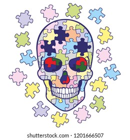 puzzle skull,  vintage design t shirts