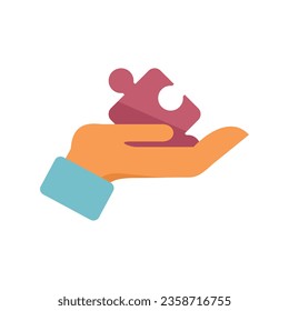 Puzzle solution icon flat vector. Teamwork design. Process team isolated