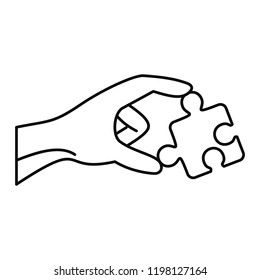 Puzzle solution icon. Outline illustration of puzzle solution vector icon for web design isolated on white background