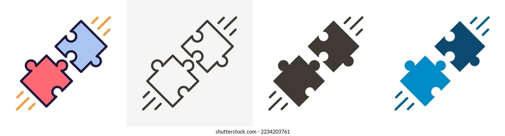 Puzzle solution icon. Problem solving concept. Vector trendy icon illustration design in 4 different styles
