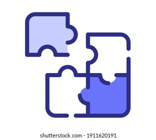 puzzle solution solve single isolated icon with dashed line or dash lines style