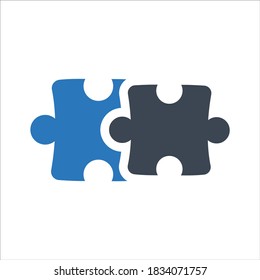Puzzle, solution, tick icon on white background