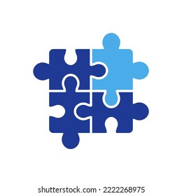 Puzzle Solve Problem Color Silhouette Icon on White Background. Teamwork Solution Black Pictogram. Jigsaw Shape Match Pieces Combination Icon. Isolated Vector Illustration.