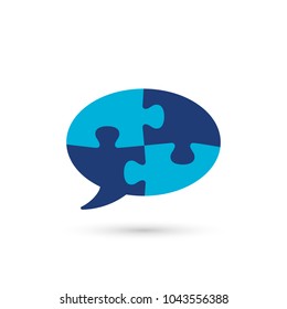 Puzzle Speech Bubble Icon, vector isolated simple color flat illustration.