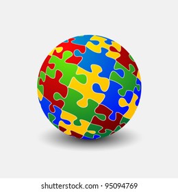 Puzzle sphere, no mesh or transparencies used.