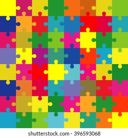 Puzzle with split complementary colors - VECTOR