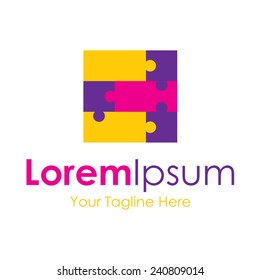 Puzzle square elegant element icon for business logo