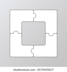 Puzzle square template with 4 pieces. Square info graphic. Jigsaw puzzle business presentation infographic, parts of process diagram. Business presentation for infographics. Vector illustration