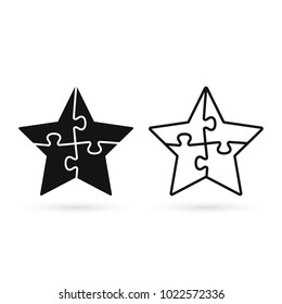 Puzzle Star Icon Set. Vector Isolated Illustration.
