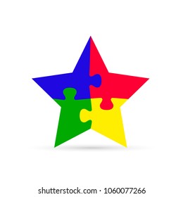 Puzzle Star icon. Vector logo flat design template.