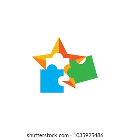 Puzzle Star Logo Icon Design