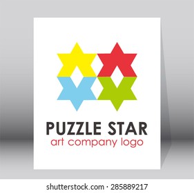 Puzzle star logo symbol icon element design vector template shape special for art company