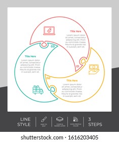 Puzzle step infographic vector design with 3 steps & colorful style for presentation purpose.Line step infographic can be used for business and marketing