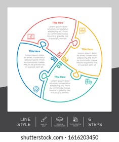Puzzle step infographic vector design with 4 steps & colorful style for presentation purpose.Line step infographic can be used for business and marketing