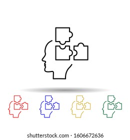 Puzzle, Strategy, Brain Multi Color Style Icon. Simple Thin Line, Outline Vector Of Creative Thinking Icons For Ui And Ux, Website Or Mobile Application