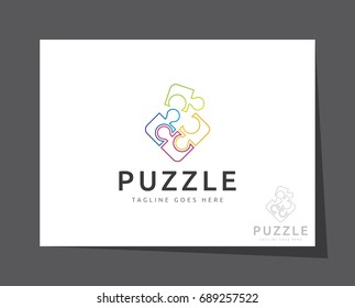 puzzle strategy logo icon vector template
