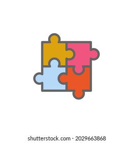 Puzzle strategy of outline colored icon. Elements of Business illustration line colored icon. Signs and symbols can be used for web, logo, mobile app, UI, UX