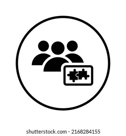 Puzzle, strategy, teamwork icon. Black vector graphics.