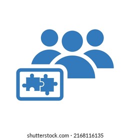 Puzzle, Strategie, Teamwork-Symbol. Blaues Farbdesign.