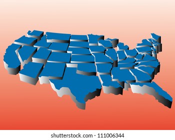 Puzzle style movable piece state map of the united states