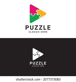 puzzle stylized design logo template