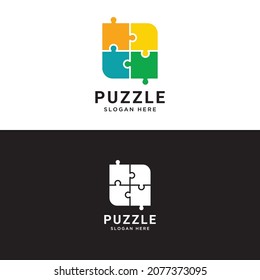 puzzle stylized design logo template